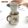 350ml Peacock Ceramic Filter Tea Separator Cup Handmade Tea Mug With Infuser Tea Maker Office Water Cup Tea Services Gift Craft