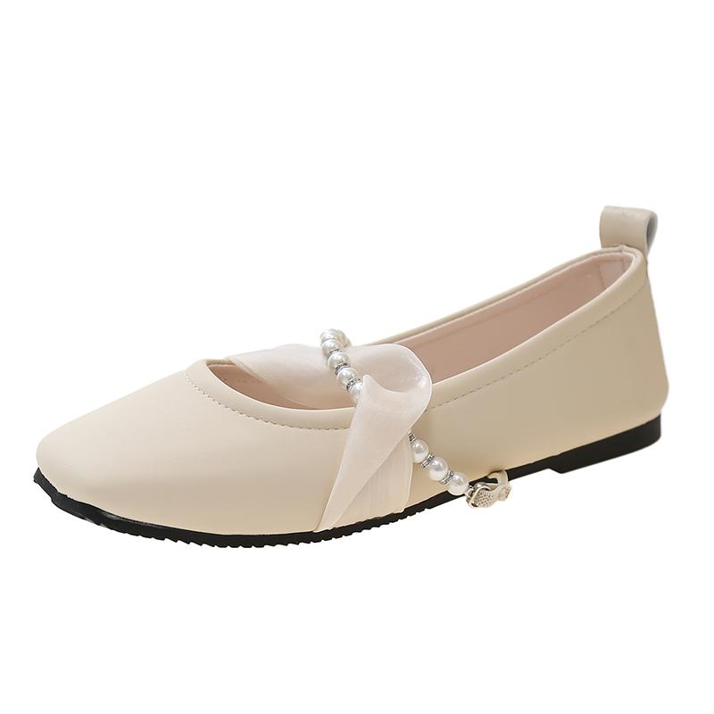 Fashion Beaded Women Loafers Shoes Elegant Square Toe Fashion Party Shoes Summer Sandals 2025 Designer New Dress Shallow Zapatos Mujer