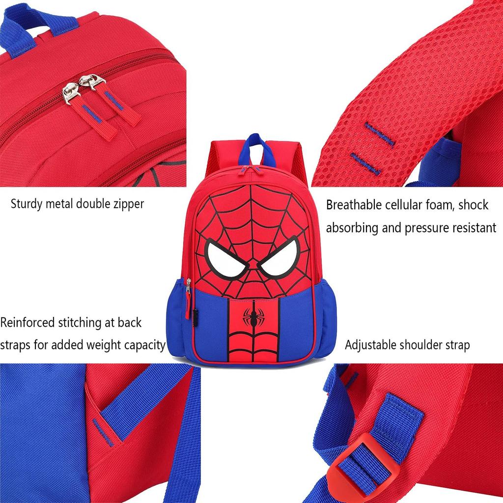 Kids Preschool Red Backpack Toddler School Backpack Lightweight Cartoon Backpack For Boys Girls, 12 Inch