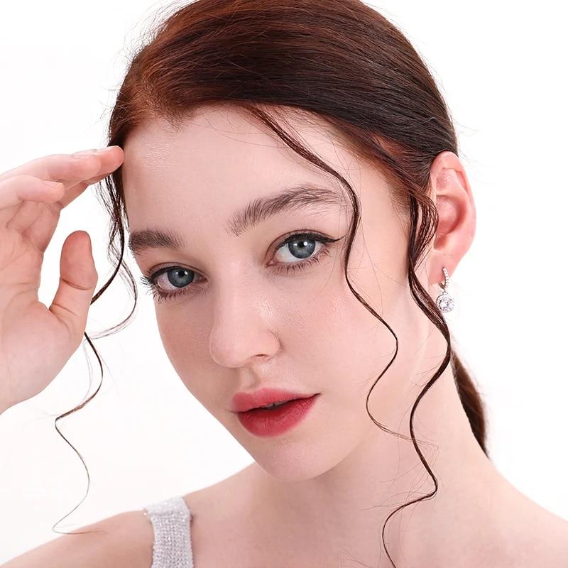 D Color Moissanite Women'S Earrings 925 Sterling Silver Plated Platinum Jewelry