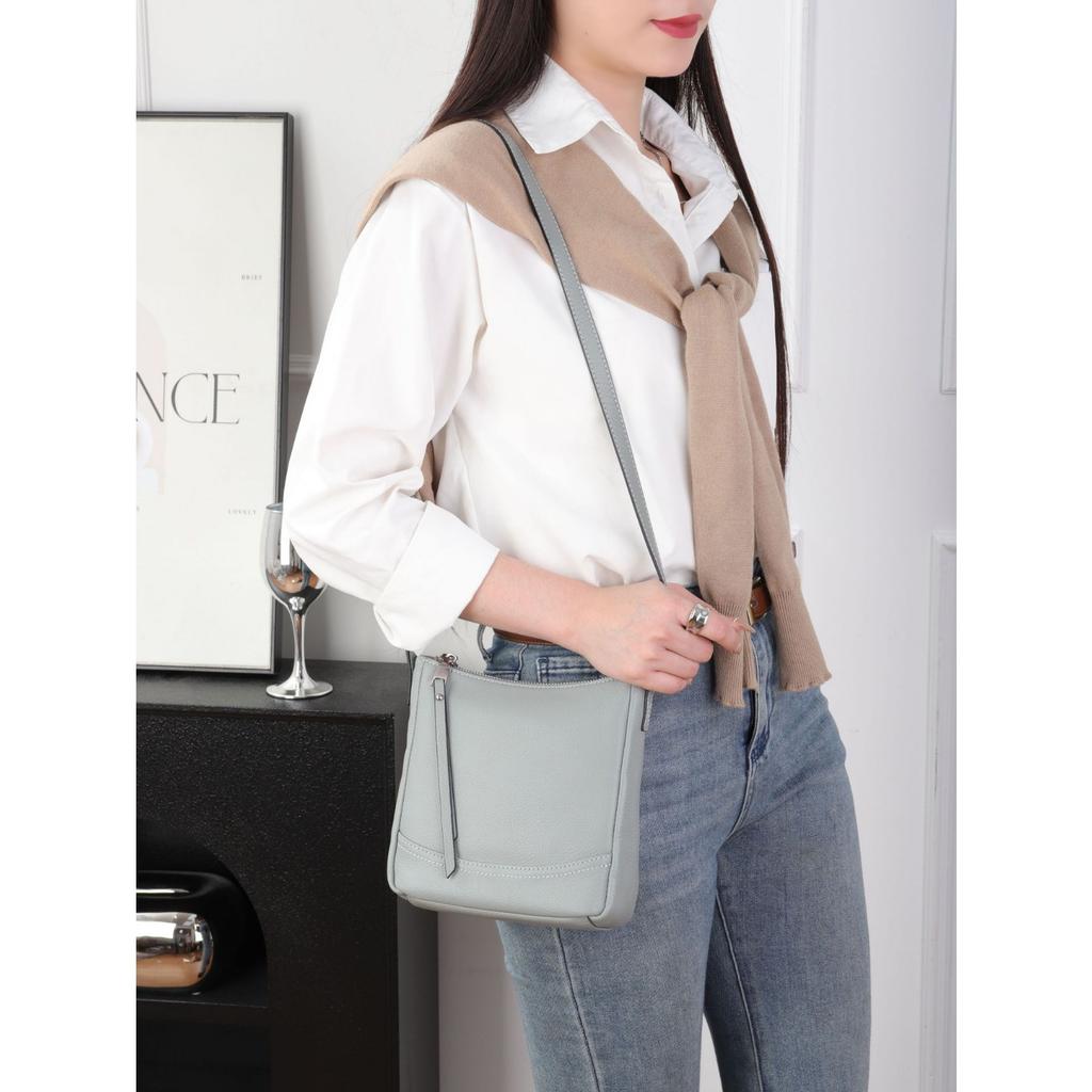 Cowhide Shoulder Messenger Women's Bag Women's Simple Practical School Commuter Bag Multi-compartment Soft