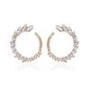 Elegant Leaf Shaped Hoop Earrings for Women Sparkling C Shape Statement Earrings for Party Wedding