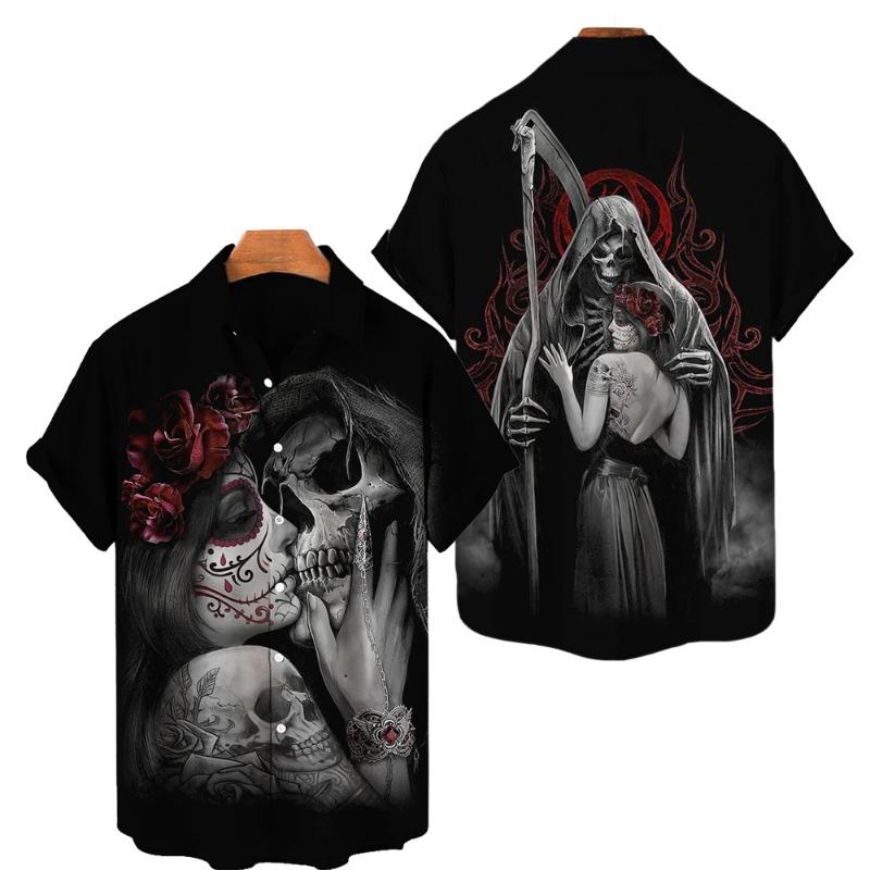 

2025 Мужская рубашка с коротким рукавом, летняя модная уличная рубашка в стиле хип-хоп, мужская футболка в стиле хай-стрит, гавайская рубашка, мужская рубашка больших размеров M