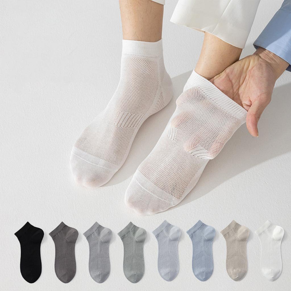Mens Seamless Mesh Breathable Lightweight Moisture Wicking Odor Resistant Low Cut Athletic Ankle Socks for Sports Daily Wear