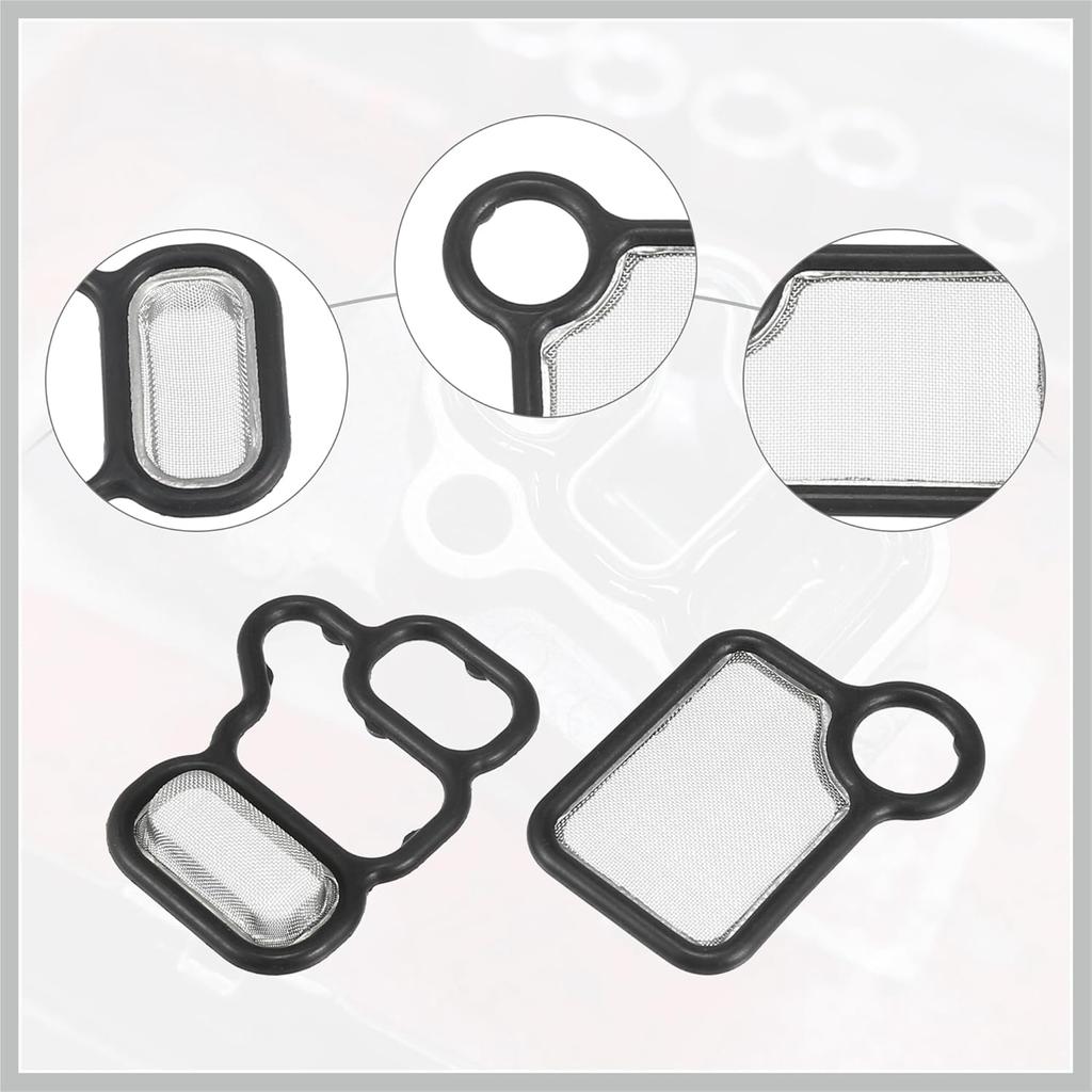 VTEC Solenoid Gasket Spool Valve Filter Screen Fit for Honda CRV with O-Ring - Pack of 3 Black Replacement Car Parts