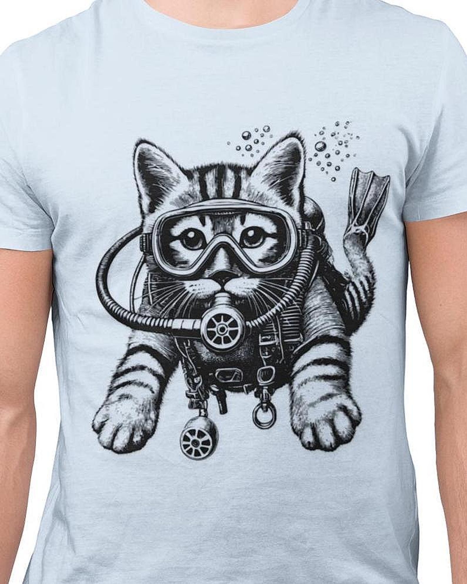 Scuba Diving Kitty Cat T-Shirt Diver Fan Gift S