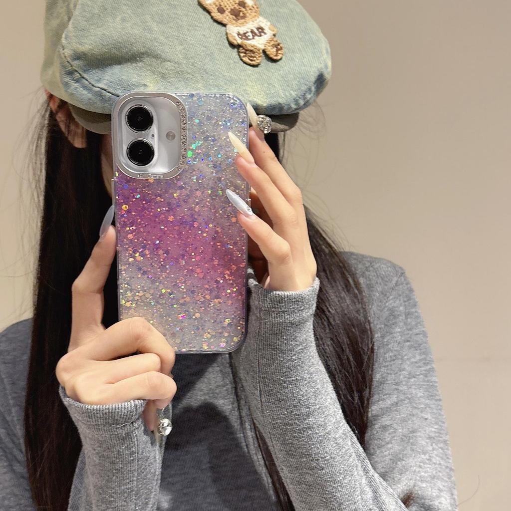 Gradient Glitter Rhinestone Case for iPhone 16/17 Pro Max with IMD Lens Protection