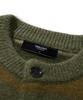 TRILLION Washable Hairy Striped Button Cardigan Knit_Khaki