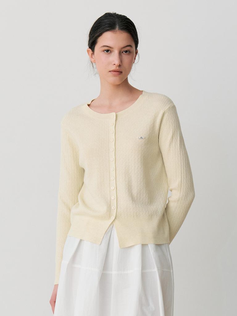 LE STUDIO Textured Button Knit Cardigan (Lye)