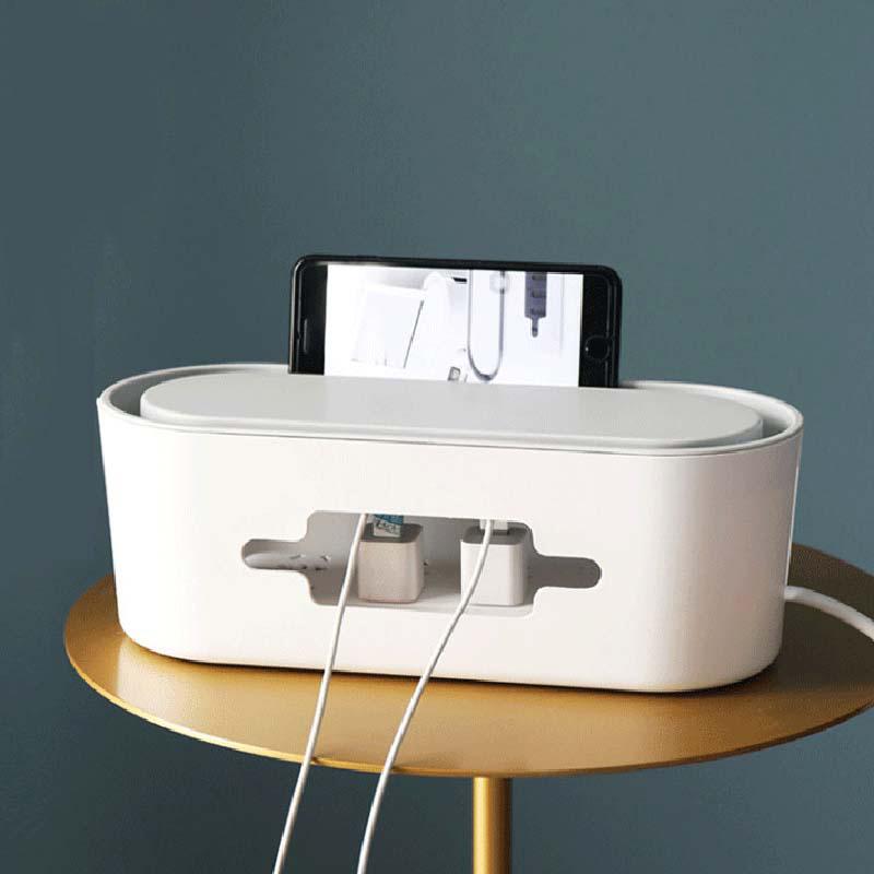 Boîte de rangement de câbles, boîtier de multiprise, boîtier de câbles, organisateur de prises de chargeur anti-poussière, bac de rangement de lignes réseau, gestion des fils de chargeur