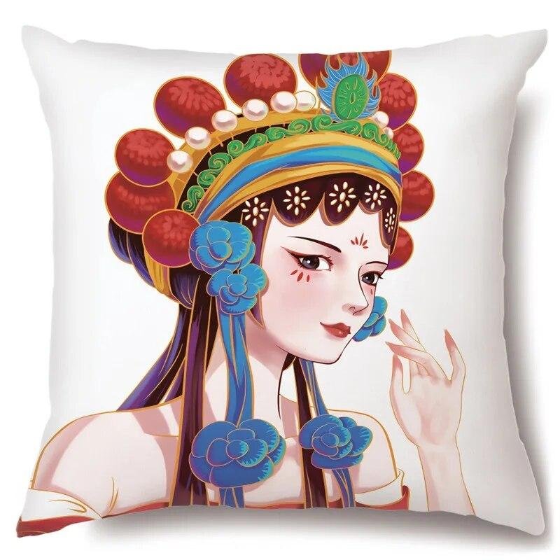 Pillowcase Crane Safflower  Beijing Opera Sofa Home Room Aesthetics