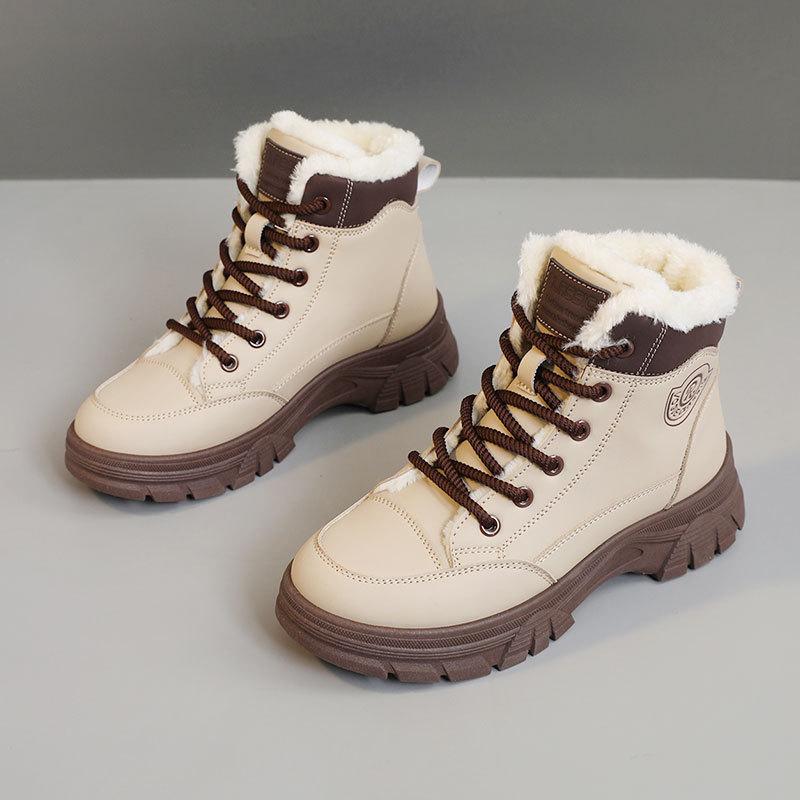 KT new winter high-top warm fleece, fleece thick-soled heightening ins student board shoes 35 хаки