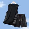 Men's Summer Quick-Dry Ice Silk Sports Set: Sleeveless Vest & Shorts for Running and Fitness