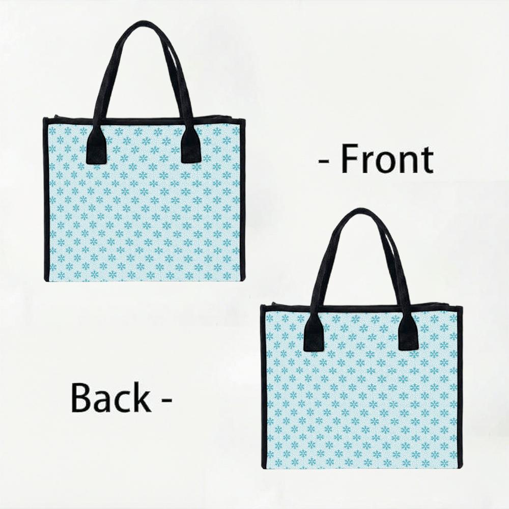 Light Blue Snowflake Pattern Tote Bag Fashion Daily Casual Portable Carryall Shoulder Bag for Women Outdoor Shopping Commute