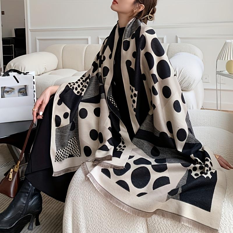 New casual polka dot scarf for women, imitation cashmere, warm and thick, long scarf that can be used as a shawl, suitable for autumn and winter as