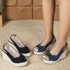Shoes Summer Peep Toe Women High Heels Sandals Fashion Brand Wedges Ladies Party Shoes Wedge Sandals 10cm Black Blue Plus Size 42
