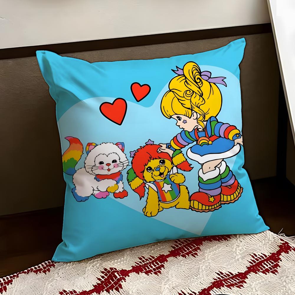 Cute RRainbow BBrite Cushion Cover Reversible Soft Durable Pillow Cover Home Car MultiScene Use for Daily Comfort
