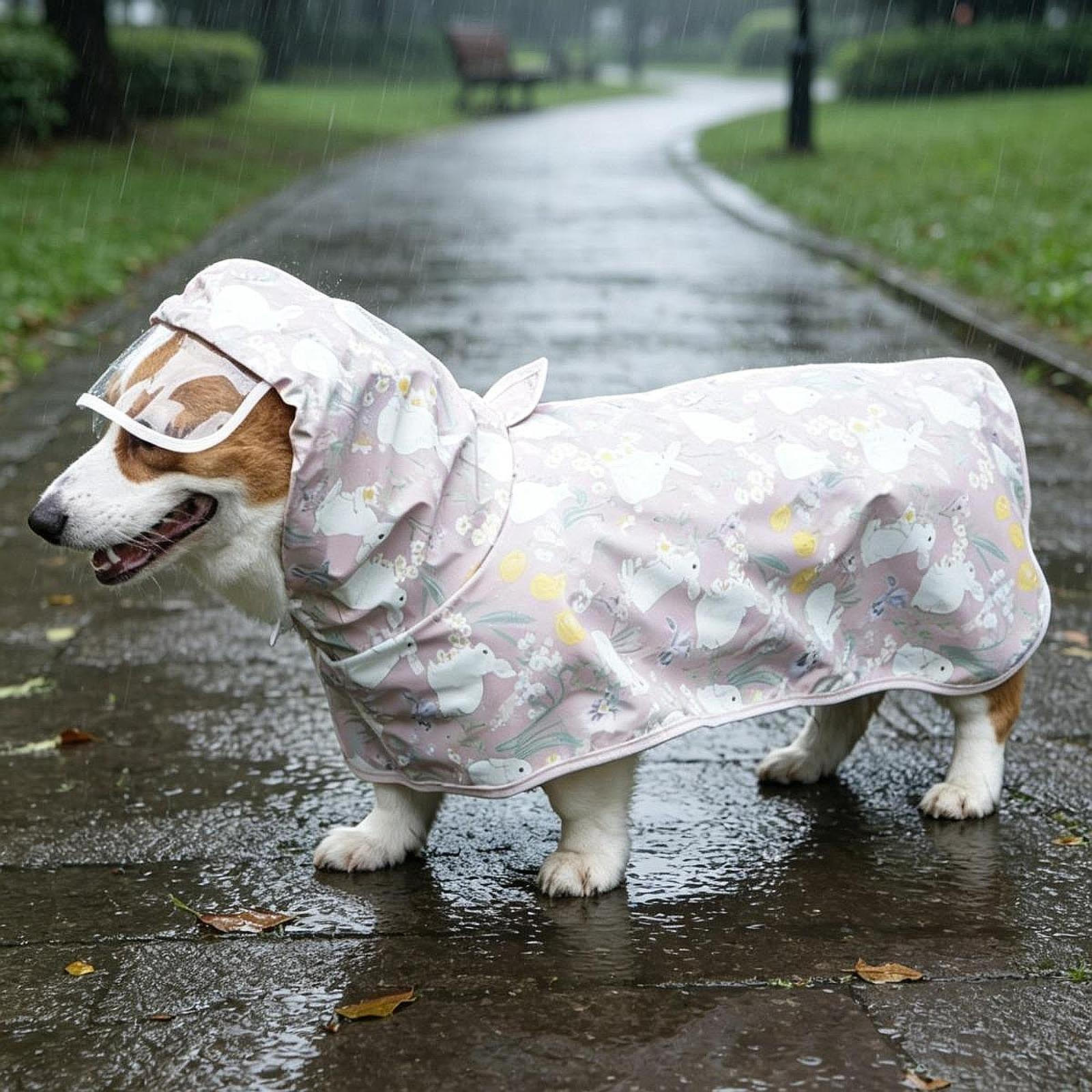 

Convenient Dog Rain Jacket, Waterproof Lightweight Pet Hooded Cape for Puppy Medium Dogs 3XL