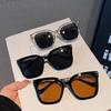 Vintage Sunglasses for Women Chain Embellished Black Square Glasses Dark Lenses Glasses Women