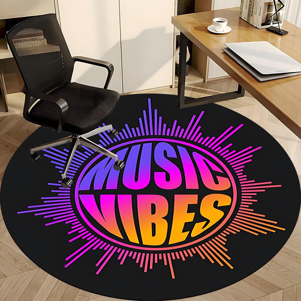 1pc Music Vibes Office Round Rug, Non-slip, Soft and Durable Office Rug for Interior Decoration, Perfect for Office,Decoration Yy260204030