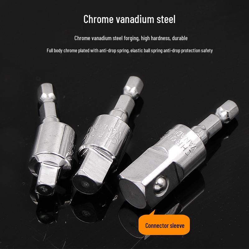 Pneumatic/Electric Wrench Socket Adapter Rod, 360° Rotating, Compatible with 1/4, 3/8, 1/2 Square Head Sockets