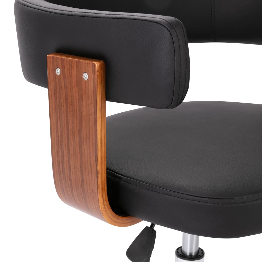Swivel Office Chair In Black Bentwood and PU Leather