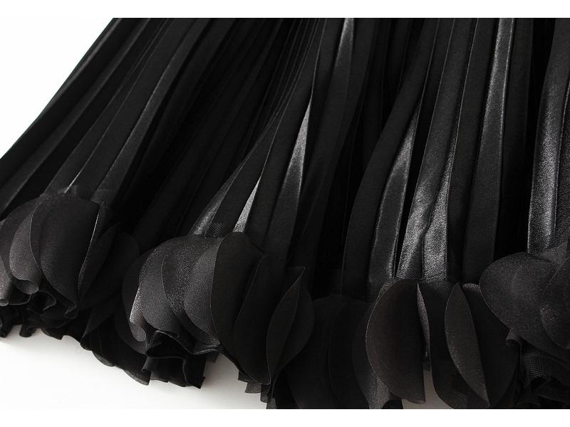 Elegant Pleated Midi Skirt with Elastic Waist for Spring and Autumn - Women 0663
