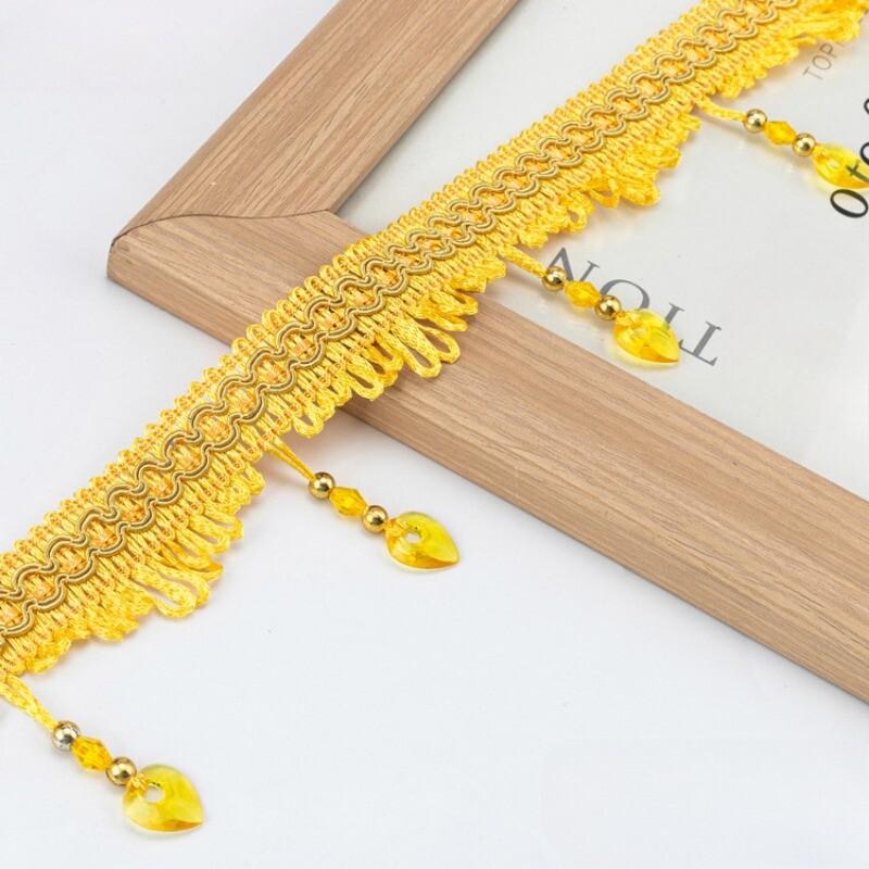 11m Crystal Beads Tassel Trim Curtain Accessories Lace Edge Pendant Decor