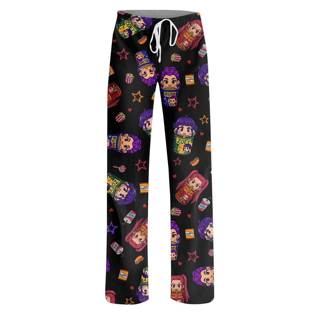 Womens Pajama Pants Sleepwear Casual Drawstring Elastic Waist Pants Comfy Straight Yoga Loose Trousers
