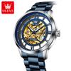OLEVS Brand Mens Watch Original Luxury Skeleton Automatic Mechanical Watch Waterproof Luminous Stainless Steel Watches For Man