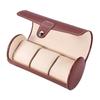 Soporte Enrollable para Relojes Cilíndrico de 3 Compartimentos Vitrina para Relojes de Pulsera Caja de Almacenamiento para Joyas Regalo (marrón)