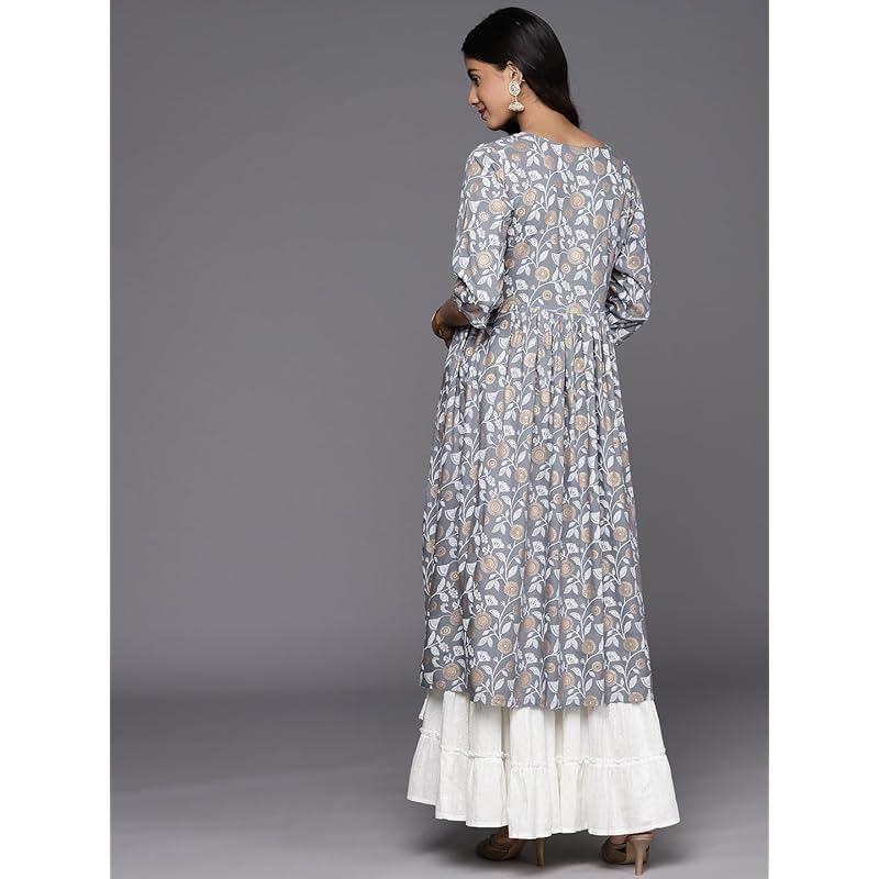 Libas Women s Viscose Rayon Yoke Design A-Line Kurta (26454_Grey S серый