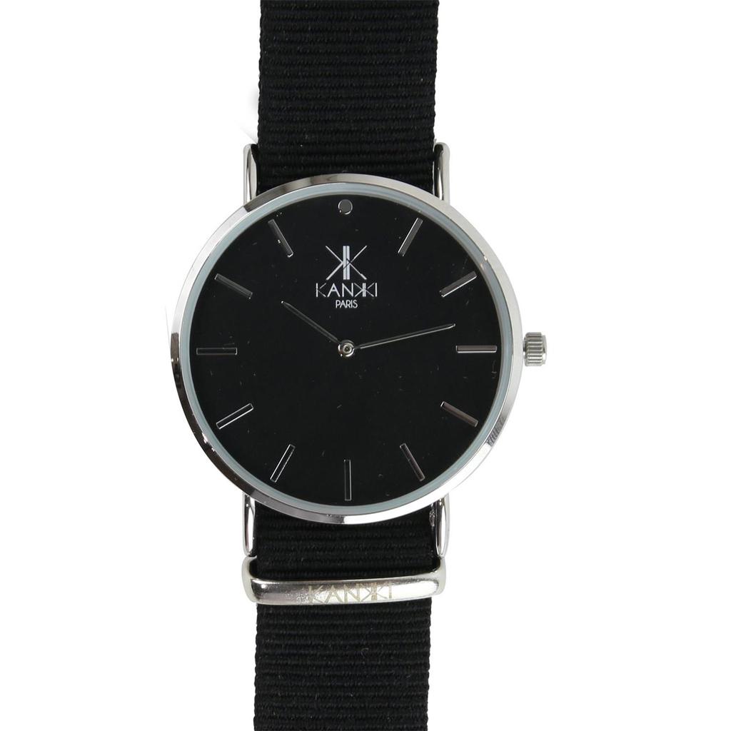 Les Trésors De Lily [Q4416] - 'Cameleon' Watch Set Grey Black Silver (2 Bracelets)