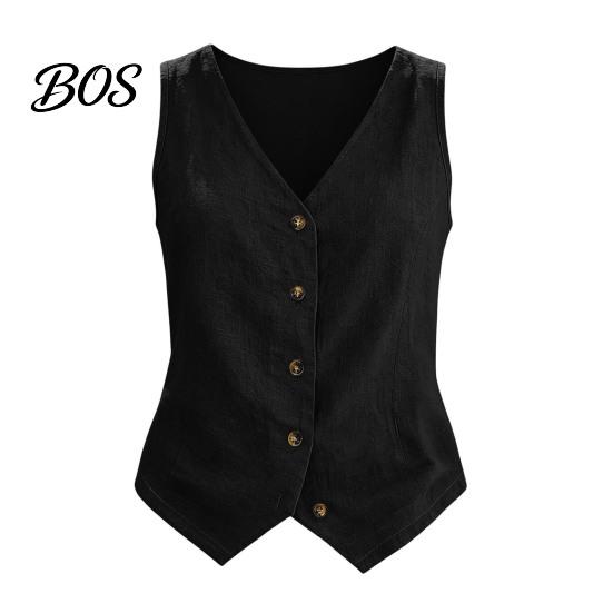 Wrinkle Resistant Women Shirt Linen Vest Tops for Women, V-Neck Sleeveless Button Down Tank Vintage Style Tops, Wrinkle-Resistant Casual Office Party