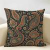 Retro Symmetrical Decorative Pattern Cushion Cover Durable Hypoallergenic Organic Linen Short Pillow Cover Washable