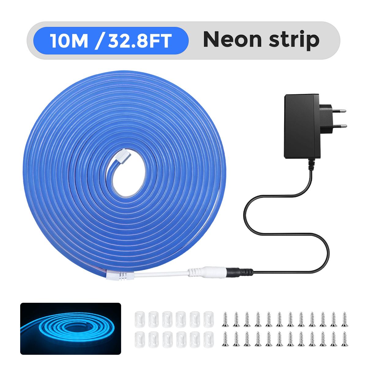 

Светодиодная лента Mexllex 10 м Neon для использования на открытом воздухе с вилкой, водонепроницаемая, IP65, 120 светодиодов/м, гибкая, своими руками для украшения комнаты для рождественской вечеринки в помещении EU Plug&10m синий