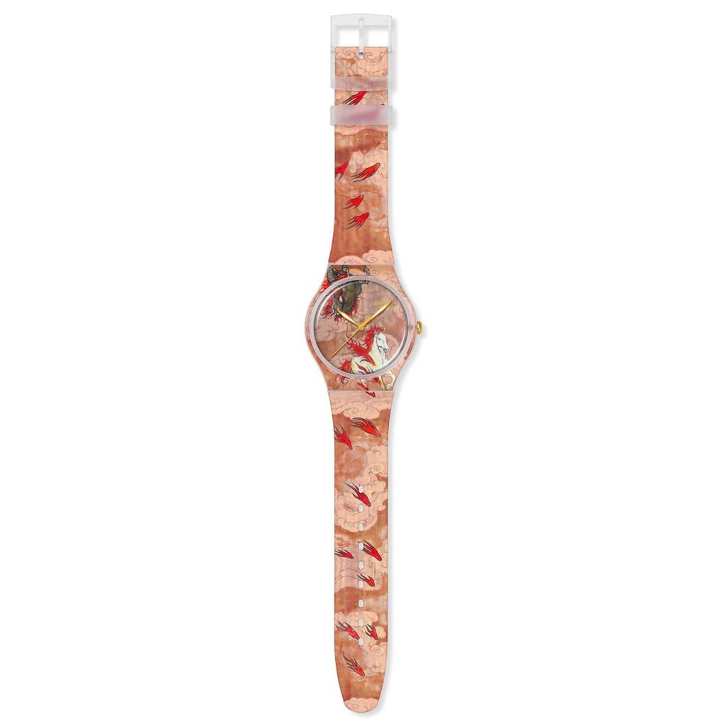 Swatch NEUE GENT CLOUD RIDING Braune Uhr, SUOZ369, Unisex,