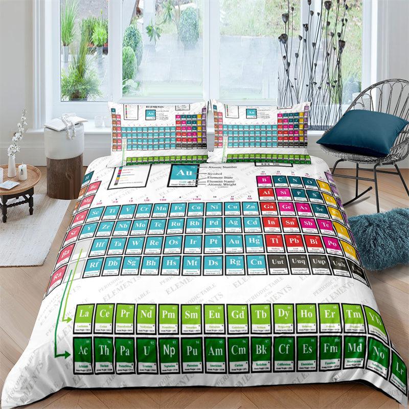 Periodic Table Of Elements Duvet Cover Science Bedding Set Microfiber Chemistry Lovers Learning Image For Kids Teens Adult Decor