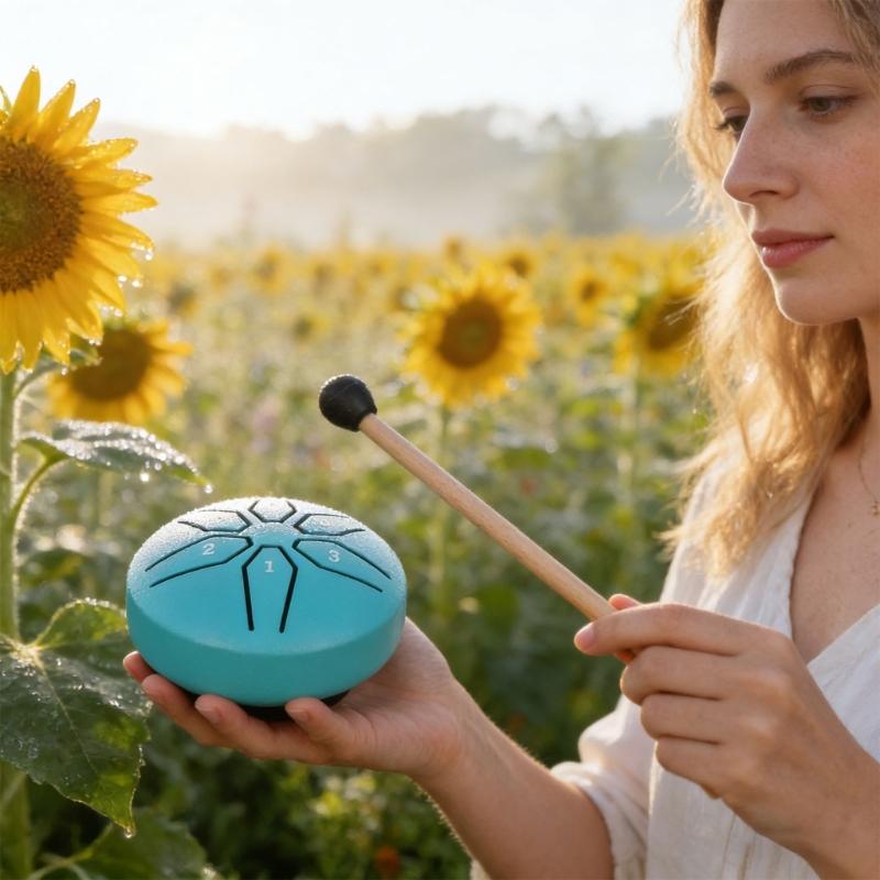 6 Note Mini Steel Tongue Drum 3 Inch Size Promoting Mindful Meditation Stress Relief And Yoga Crafted From Durable Steel