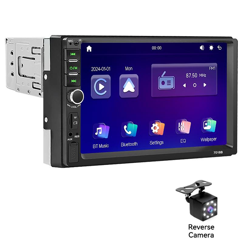 VENBES Autoradio 7 Zoll Touchscreen Universal 1 DIN MirrorLink, Bluetooth, USB/TF/FM CVBS Kamera