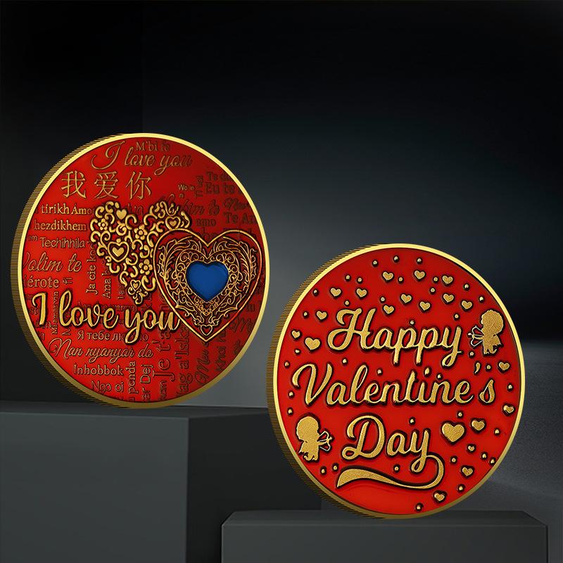 Памятная монета «Я тебя люблю», Золотая и серебряная монета «ЛЮБЛЮ ТЕБЯ», свадебное украшение, подарок для пары на День святого Валентина 40*3 золотой