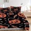 3Pcs Pumpkin, Halloween Printed Bedding Set, Breathable And Soft, Machine Washable, Christmas Gift, Suitable for Bedroom Decoration, 15144