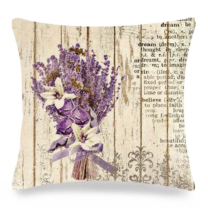 Vintage Poster Lavender Print Collection Polyester Pillowcase Pillowcase Pillowcase Home Decor Lathe Bedding
