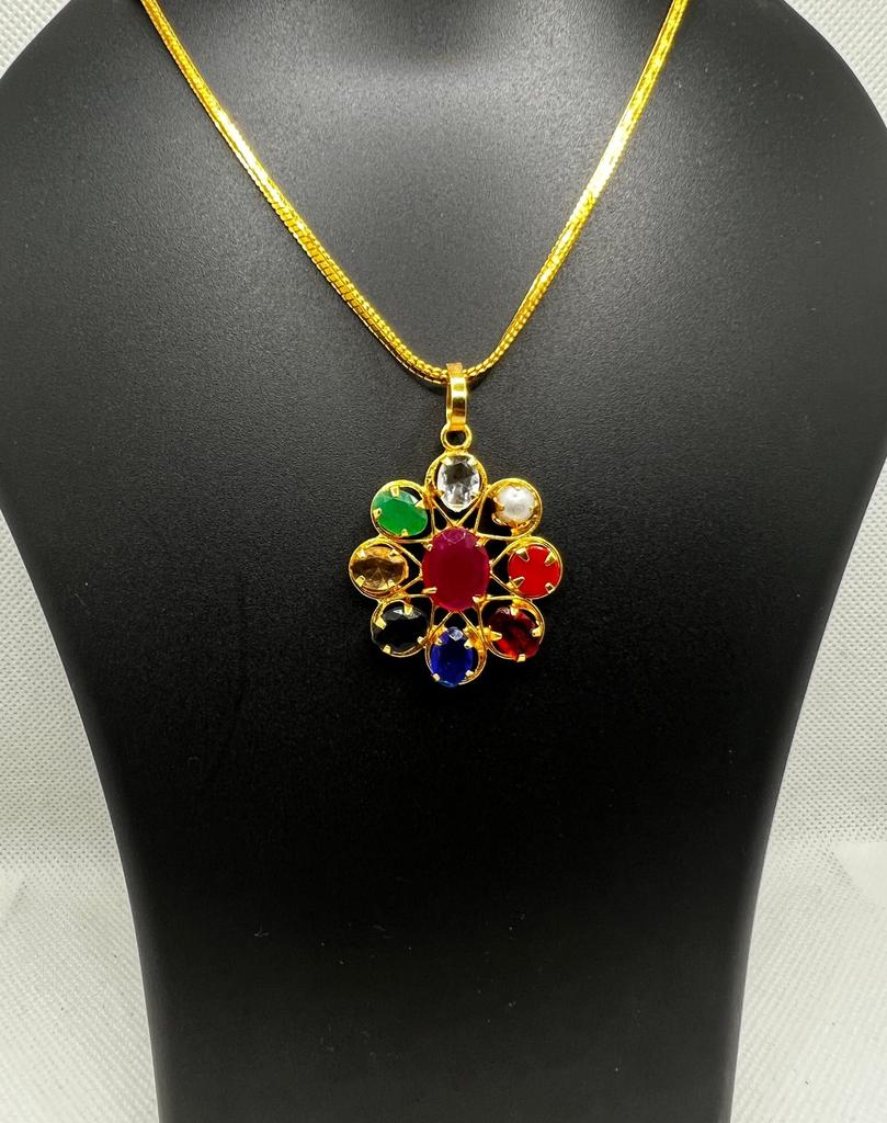 Traditional Multicolor Gemstone Jewelry Necklace Pendant, Perfect Gift for Her