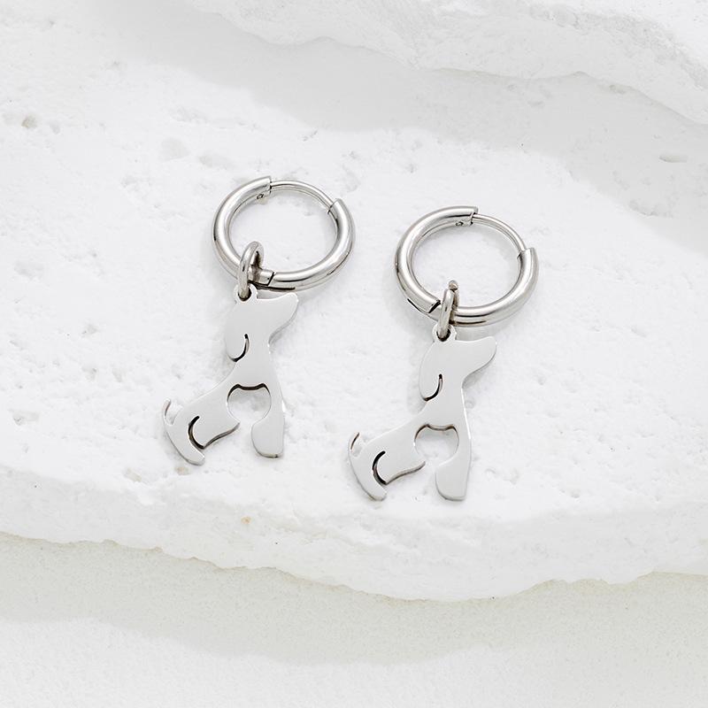 Cross-Border Fashion Animal Puppy Stainless Steel Hoop Earrings