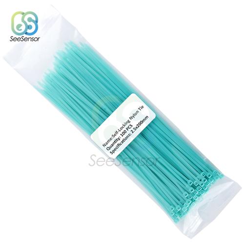 100pcs 200mm Self-locking Nylon Cable Ties 8 Inch 12 Color Plastic Wire Zip Tie 18 Lbs Binding Wrap Straps