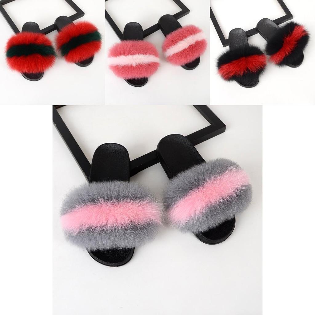 Interactive Women's Fluffy Fur Slippers Sandals Soft Lady Slides