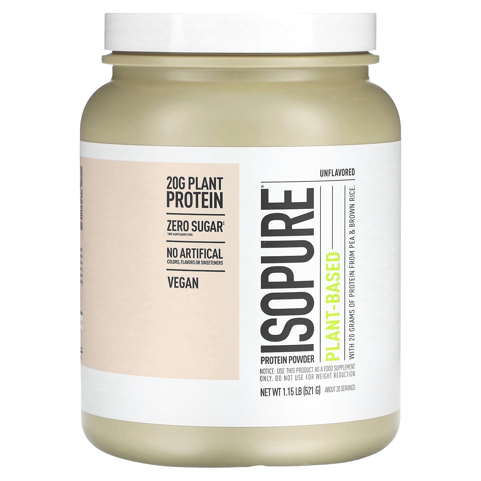 

Isopure, plant-based protein, unflavored, 1.15 lb (521 g)