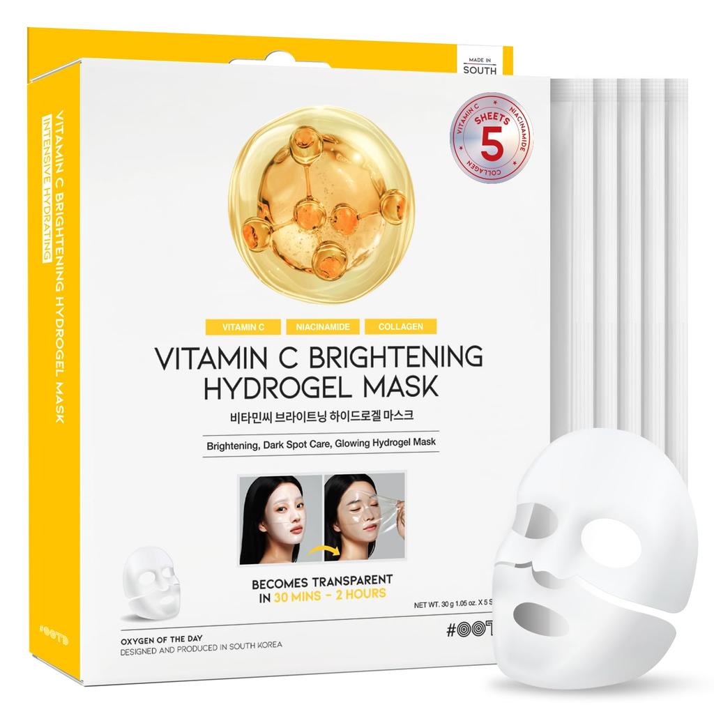 Vitamin and Glutathione Hydrogel Face Mask Korean Cosmetics for and Radiant #OOTD C, Collagen, (5 Sheets) – Moisturized, Firm, Skin.
