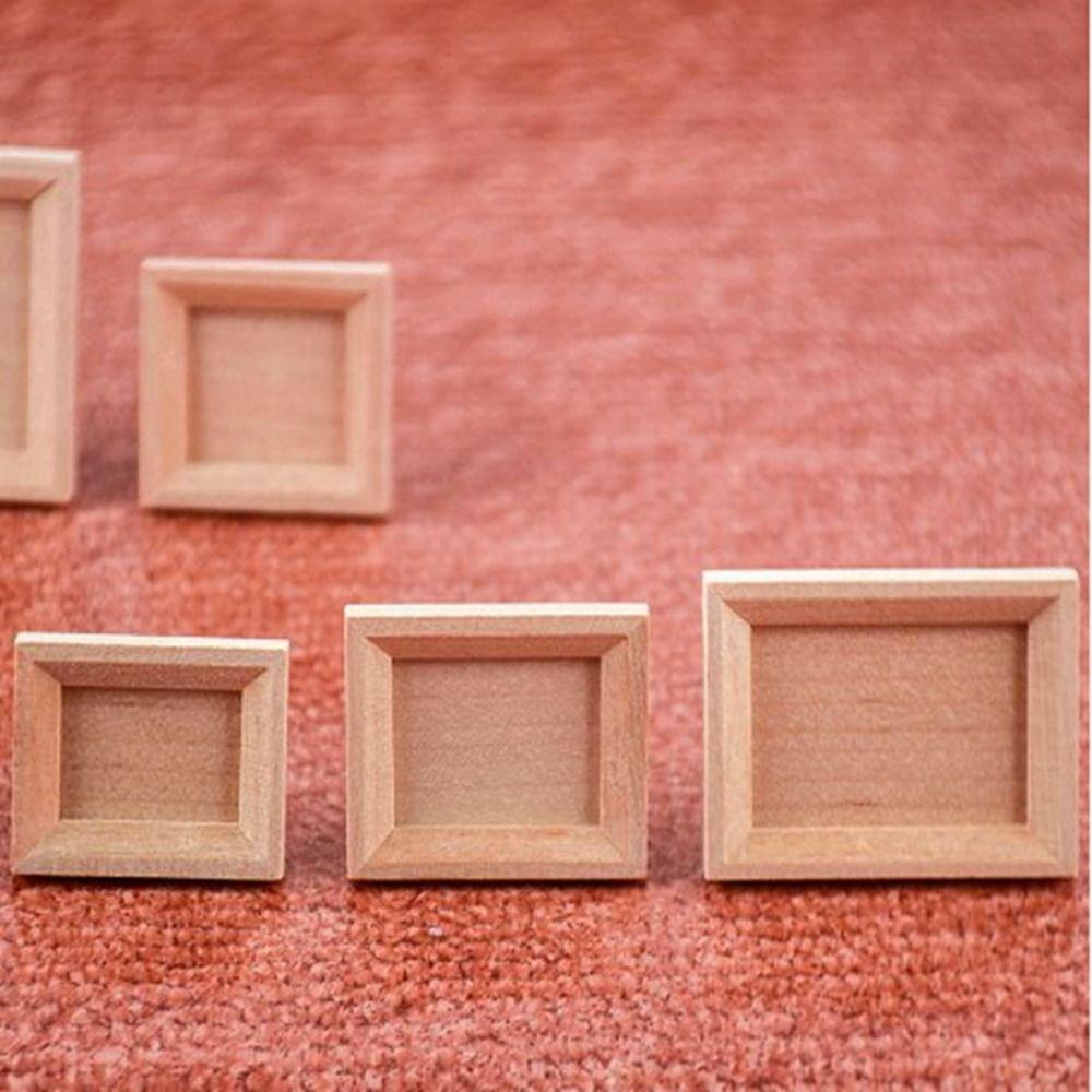 2pcs 1/12 Dollhouse Miniature  Photo Frame DIY Accessories Photo Display New Wood Photo Frame